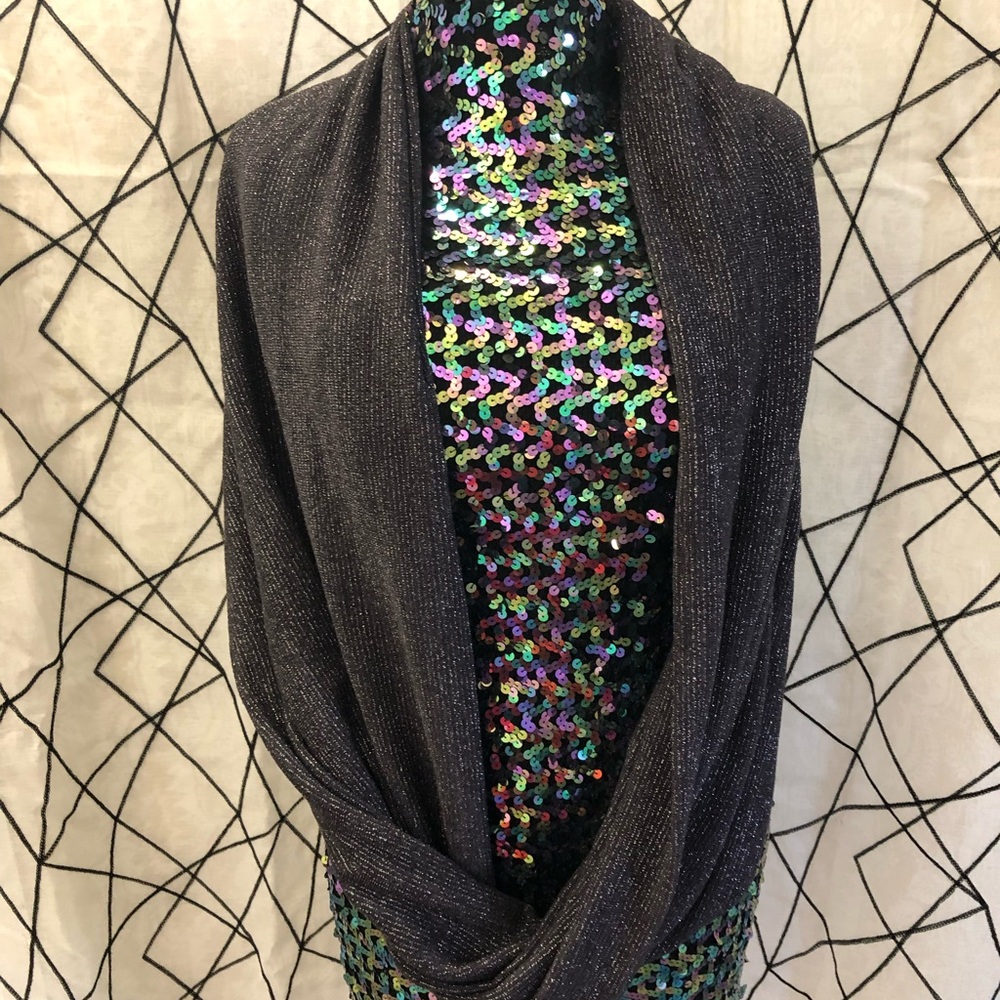 Gray Sparkle Knit Infinity Wrap Scarf